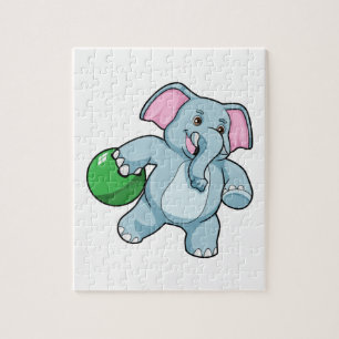 Quebra-cabeça Elefante em Boliches com Bola de boliche