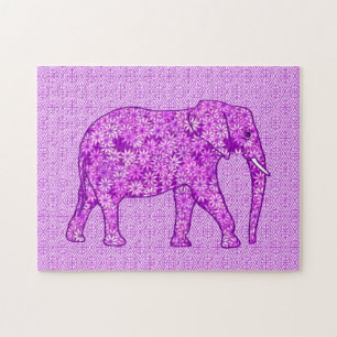 Quebra-cabeça Elefante Flor Ametist Roxo