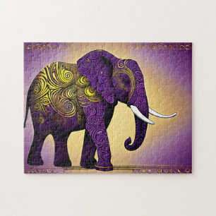 Quebra-cabeça Elefante Gigante Amarelo e Roxo magnífico