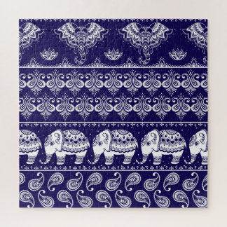 Quebra-cabeça Elefante, paisley: padrão de colheita tribal.