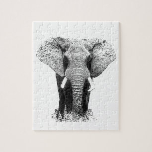 Quebra-cabeça Elefante Preto e Branco
