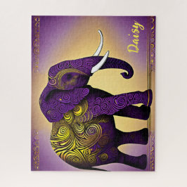 Quebra-cabeça Elefante Puro Majestoso com Suavimentos Dourados