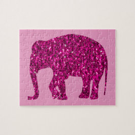 Quebra-cabeça Elefante rosa quente brilhante com purpurina falsa