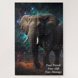 Quebra-cabeça Elefante sob um céu estrelado