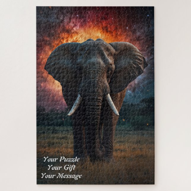 Quebra-cabeça Elefante sob um céu estrelado (Vertical)