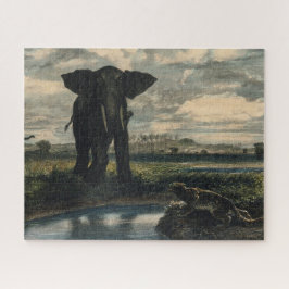 Quebra-cabeça Elefantes e Pantera no Deserto Indiano