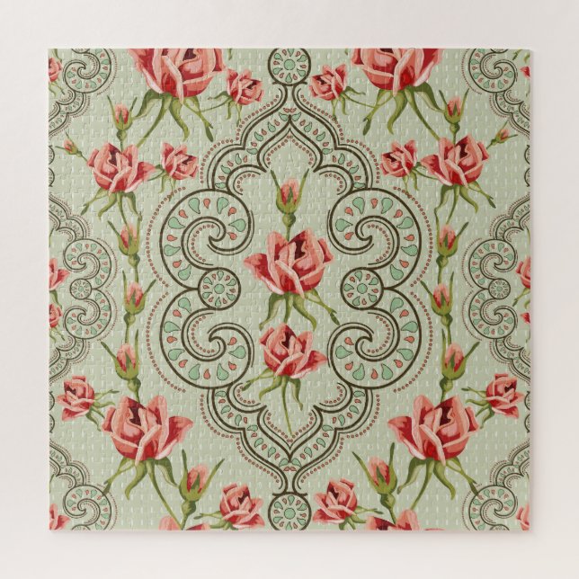 Quebra-cabeça Elegance Floral: Fundo Vintage Perfeito. (Vertical)