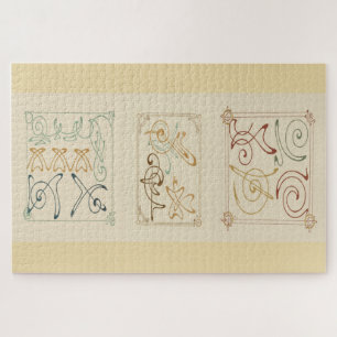 Quebra-cabeça Elegância Arabesca – Design Abstrato por Mucha