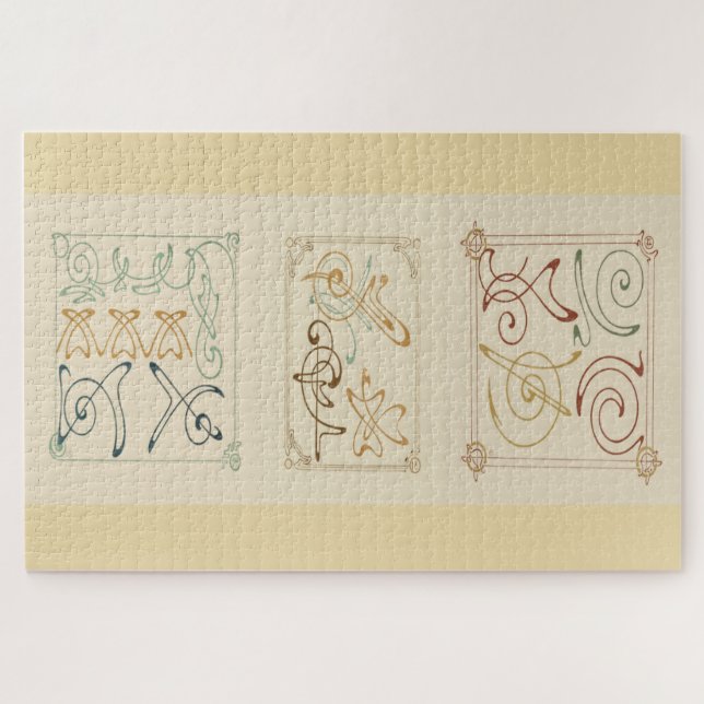 Quebra-cabeça Elegância Arabesca – Design Abstrato por Mucha (Horizontal)