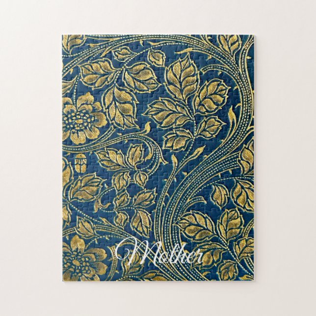 Quebra-cabeça Elegância Azul Dourada (Vertical)