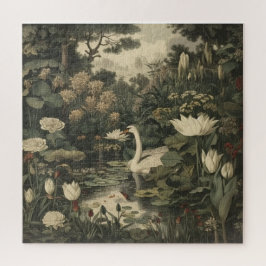 Quebra-cabeça Elegância Botânica - Cisne na Floresta