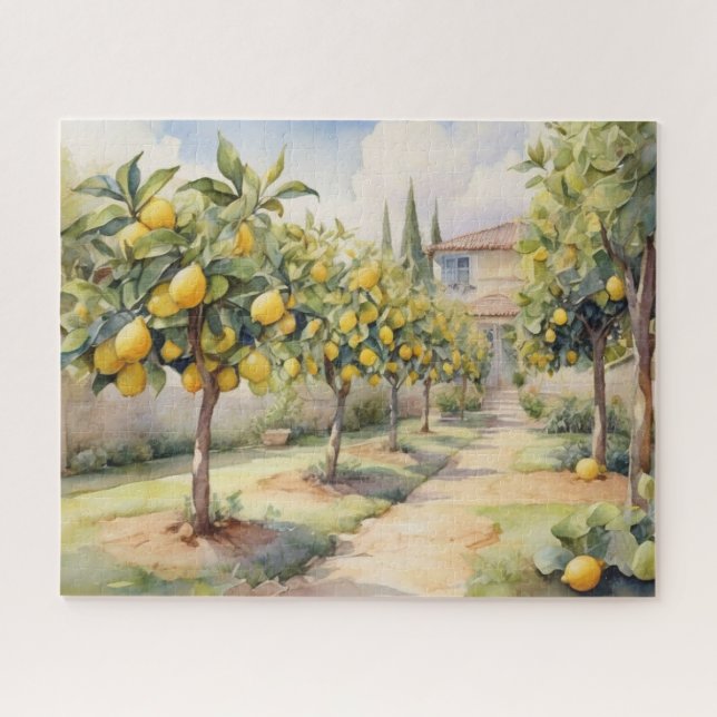 Quebra-cabeça Elegância de Lemon Grove em Aquarela (Horizontal)