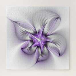 Quebra-cabeça Elegância Floral Arte Fractal Violeta Abstrata Mod