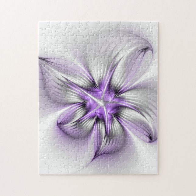 Quebra-cabeça Elegância Floral Moderna Abstrato Violet Art (Vertical)