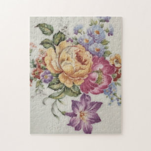 Quebra-cabeça Elegância: Puzzle Floral Inspirado em Porcelana