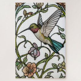 Quebra-cabeça Elegant hummingbird artwork botanical boho chic