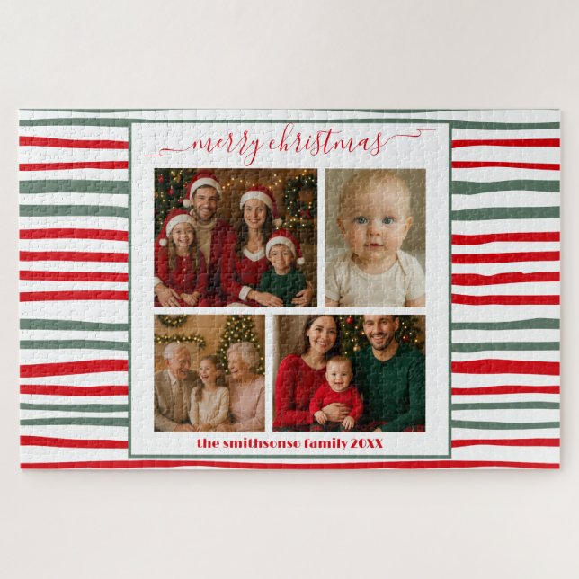 Quebra-cabeça Elegant Stripes family Photo merry Christmas game (Horizontal)