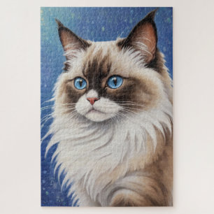 Quebra-cabeça Elegante de Gata de Olhos Azuis