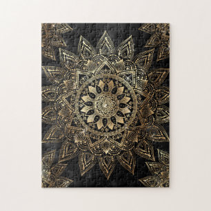 Quebra-cabeça Elegante Dourado Mandala Black Design