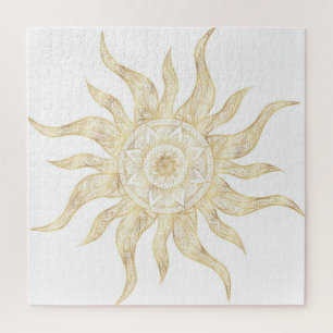 Quebra-cabeça Elegante Dourado Sun Mandala Design