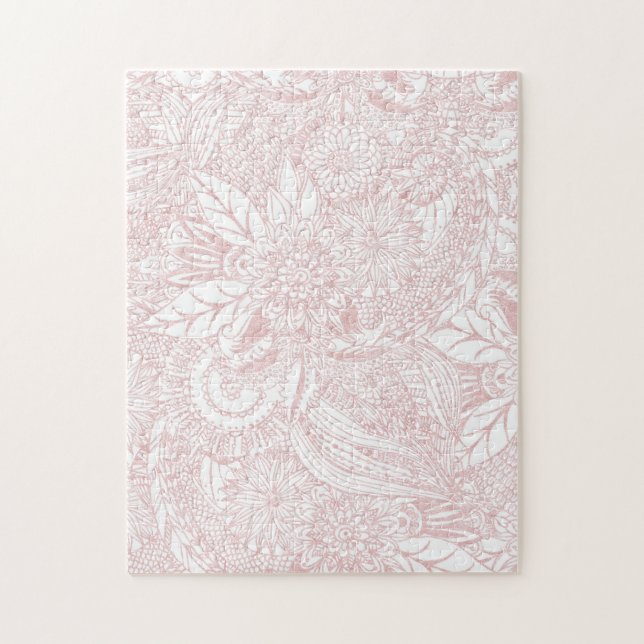 Quebra-cabeça Elegante faux rosa gold floral mandala design (Vertical)