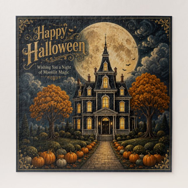 Quebra-cabeça Elegante Mansão Assombrada de Halloween (Vertical)
