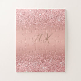 Quebra-cabeça Elegante Monograma Luxo Brilho em Rose Gold