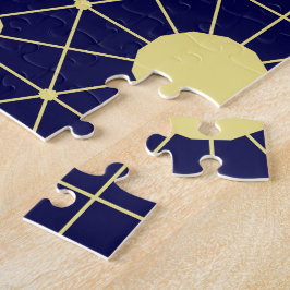 Quebra-cabeça Elegante Padrão de Azulejos Geométricos Azul-Navy 