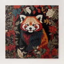 Elegante Red Panda William Morris Inspirou Floral
