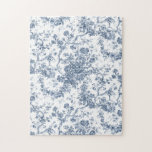 Quebra-cabeça Elegante Vintage Francês Gravado Floral Toile-Blue<br><div class="desc">Padrão de madeira elegante e ornamentado, azul e branco, toile de jouy, com flores exóticas, vinhas e folhagem entrelaçadas com glândulas e cestos de rosas. Este padrão foi adaptado de um fragmento histórico têxtil francês cerca de 1910 na coleção Smithsonian. O padrão é de alta resolução, mas não pode ser...</div>