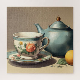 Quebra-cabeça Elegante Vintage Teacup e Teapot