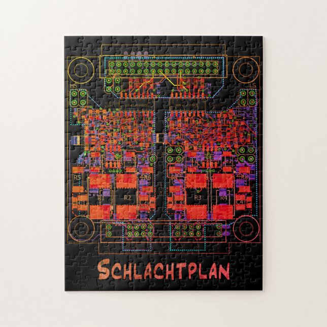 Quebra-cabeça Elektrotechniker Puzzle Schaltplan "Schlachtplan" (Vertical)