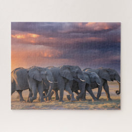 Quebra-cabeça Elephant Herd atravessando a savana