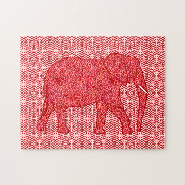 Quebra-cabeça Elephant Red and White (Horizontal)