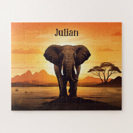 Quebra-cabeça Elephant Sunset