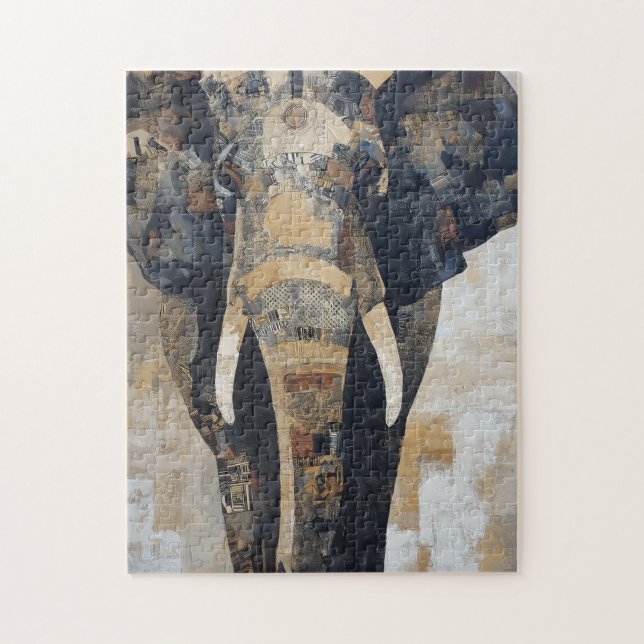 Quebra-cabeça Elephant with Benin designs on body (Vertical)