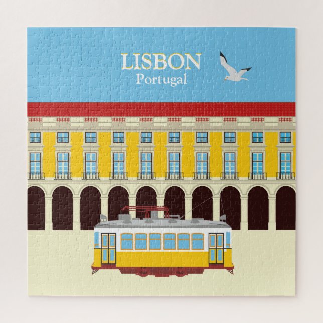 Quebra-cabeça Elétrico amarelo de Lisboa estilo vintage (Vertical)