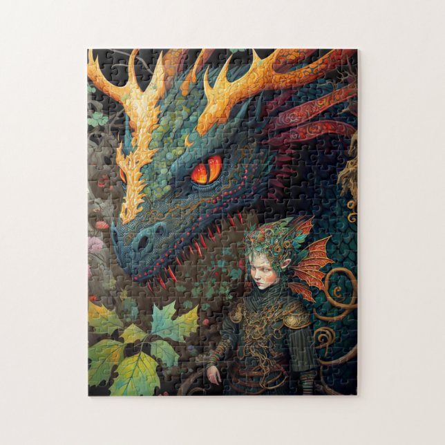 Quebra-cabeça Elf E Dragon Fantasy Art (Vertical)