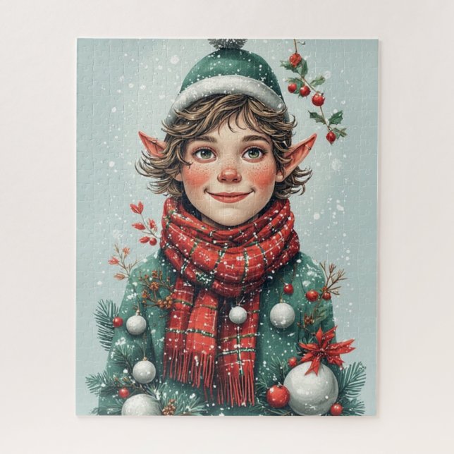 Quebra-cabeça Elfo Decorativo de Natal (Vertical)