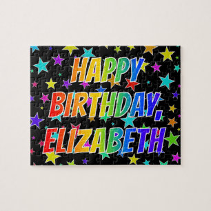 Quebra-cabeça "ELIZABETH" First Name, Fun "HAPPY BIRTHDAY"
