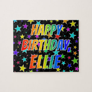 Quebra-cabeça "ELLIE" Primeiro Nome, Diversão "FELIZ ANIVERSÁR
