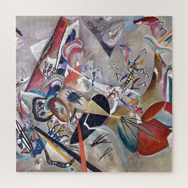 Quebra-cabeça Em Cinza Kandinsky Modern Abstrato Trabalho de art (Vertical)