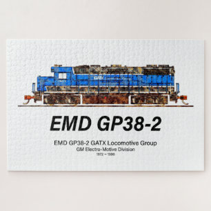 Quebra-cabeça EMD GP38-2 Locomotive diesel azul e branco GATX