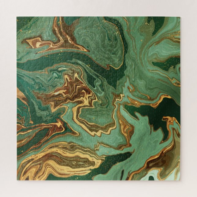 Quebra-cabeça Emerald Elegance: Dourado Luxo Marble (Vertical)
