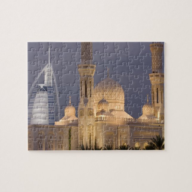 Quebra-cabeça Emirados Árabes Unidos, Dubai. Mesquita à noite co (Horizontal)