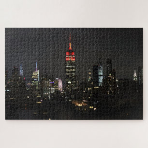 Quebra-cabeça Empire State Building no Red Night Skyline