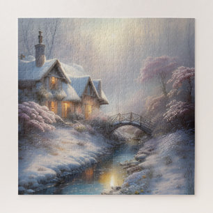 Quebra-cabeça Encantadora Vintage Dia de Inverno Arte