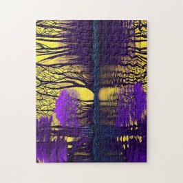 Quebra-cabeça Encantando a Floresta Púrpura pelo lago