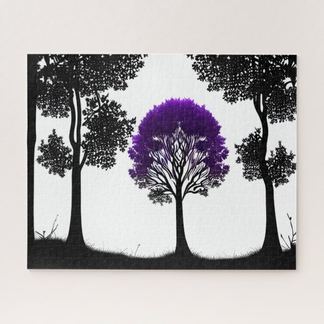 Quebra-cabeça Encantando Árvore Roxa na Floresta Lua (Horizontal)