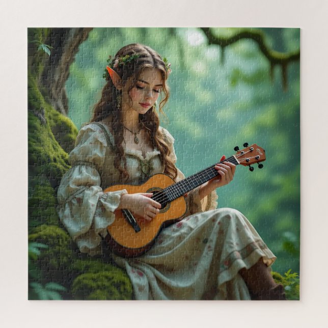 Quebra-cabeça Enchanted  Elven Fairy Playing Ukulele (Vertical)